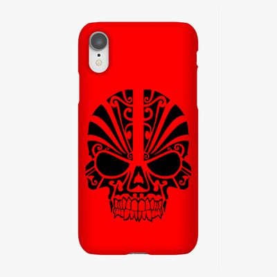 Snap iPhone XR  Phone Case - Black Skull With Red Background