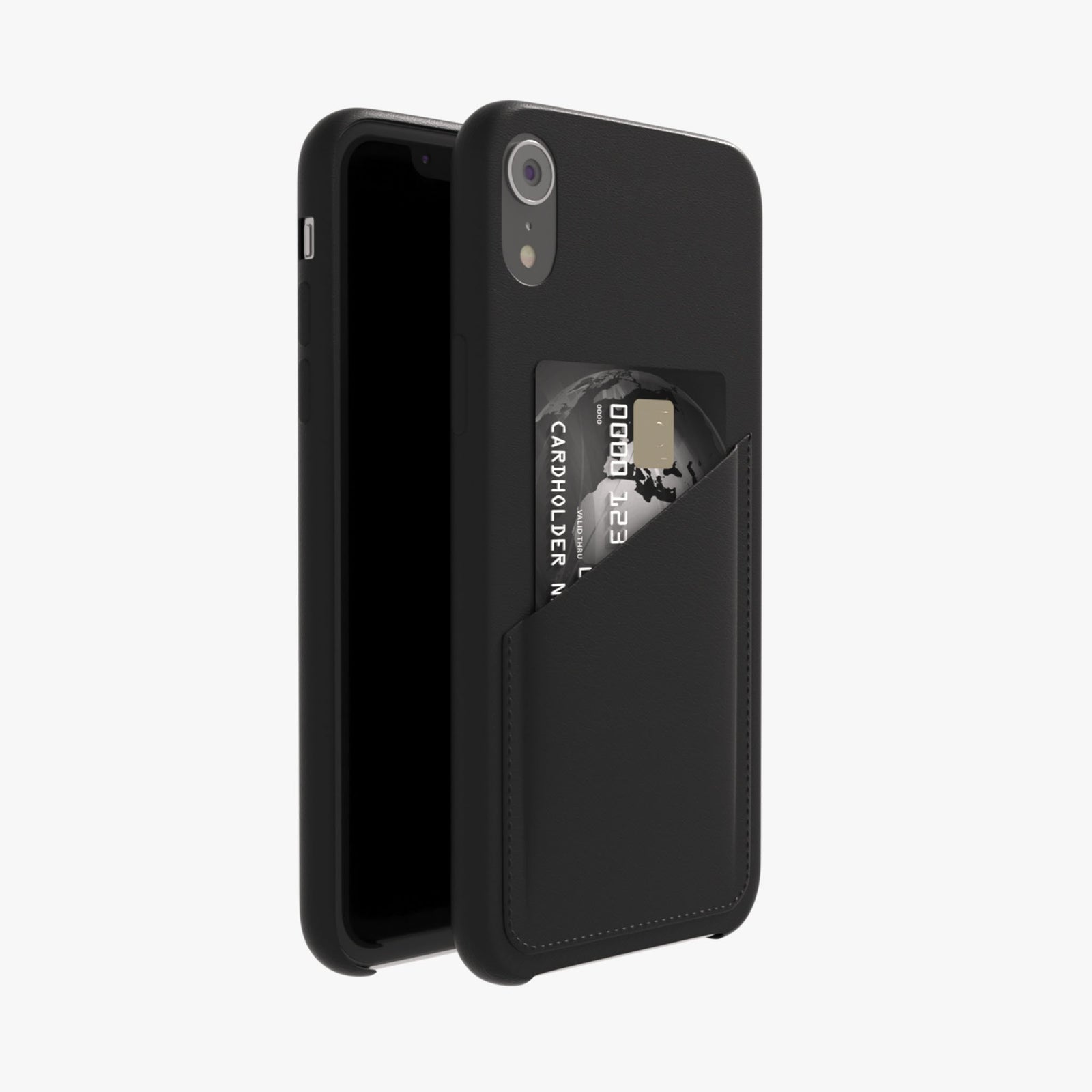 iPhone XR - Ultra Slim Slot Card Leather Black Case 