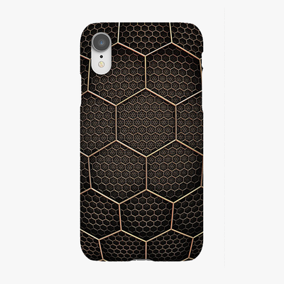 Tough iPhone XR  Phone Case - Golden Hexagons