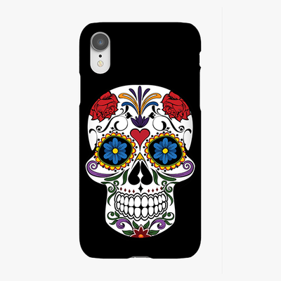 Tough iPhone XR  Phone Case - Skull Artwork With Black Background