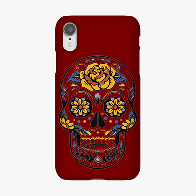 Tough iPhone XR  Phone Case - Skull Art With Brown Background