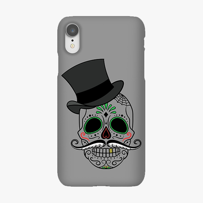 Tough iPhone XR  Phone Case - Skull Art With Gray Background