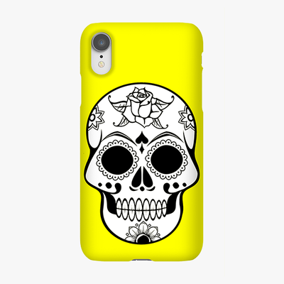 Tough iPhone XR  Phone Case - Skull With Yellow Background