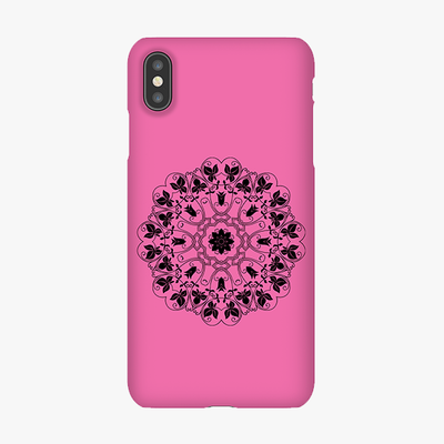 Tough iPhone XS Max  Phone Case - Mandala With Pink Background