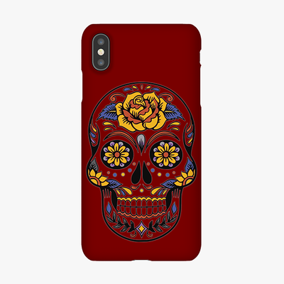 Tough iPhone XS  Phone Case - Skull Art With Brown Background
