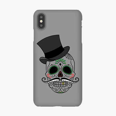 Snap iPhone XS Max  Phone Case - Skull Art With Gray Background