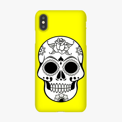 Snap iPhone XS  Phone Case - Skull With Yellow Background