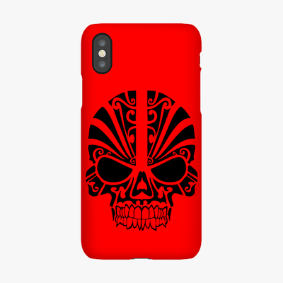 Snap iPhone XS  Phone Case - Black Skull With Red Background