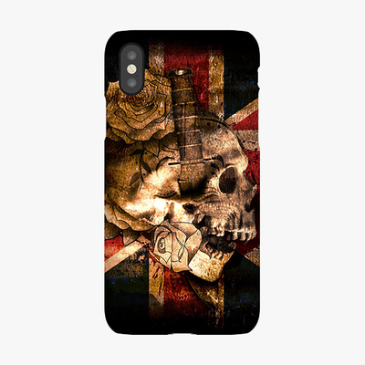 Snap iPhone XS  Phone Case - Skull With Union Jack British Flag