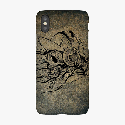 Tough iPhone XS  Phone Case - Skull With Headphone