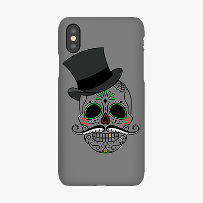 Snap iPhone XS  Phone Case - Skull Art With Gray Background