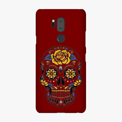 Tough LG G7  Phone Case - Skull Art With Brown Background