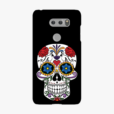 Tough LG V30 Phone Case - Skull Artwork With Black Background