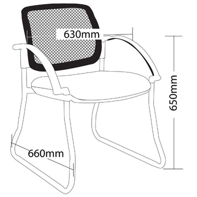 MAXI SLED Mesh Low Back Visitor Armchair