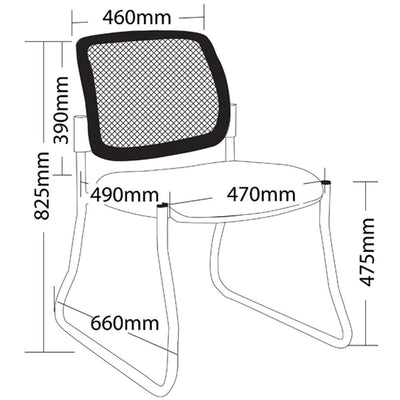 MAXI SLED Mesh Low Back Visitor Chair