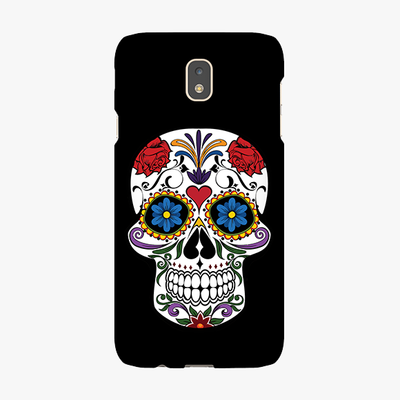 Tough Samsung Galaxy J7 (2017)  Phone Case - Skull Artwork With Black Background