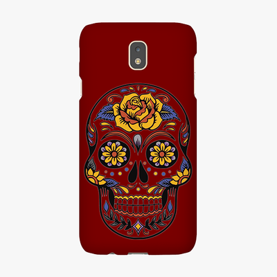 Tough Samsung Galaxy J7 (2017)  Phone Case - Skull Art With Brown Background