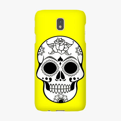 Tough Samsung Galaxy J7 (2017)  Phone Case - Skull With Yellow Background