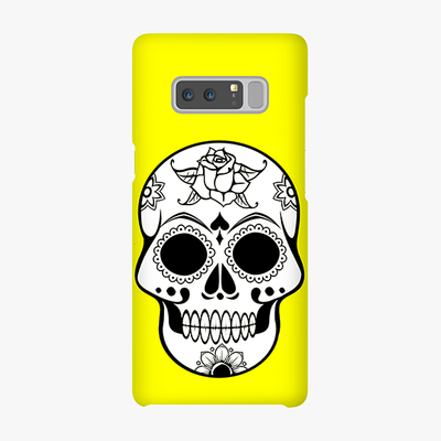 Tough Samsung Galaxy Note 9  Phone Case - Skull With Yellow Background