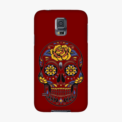 Tough Samsung Galaxy S5  Phone Case - Skull Art With Brown Background