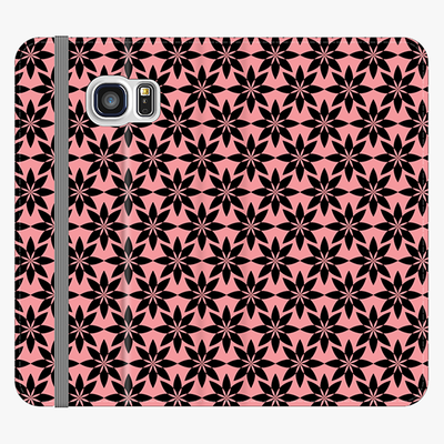 Folio Samsung Galaxy S6  Folio Wallet - Artistic Floral Pattern With Pink Background