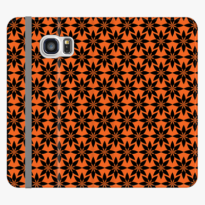 Folio Samsung Galaxy S6  Folio Wallet - Artistic Floral Pattern With Orange Background