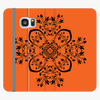 Folio Samsung Galaxy S6  Phone Folio - Flower Design With Orange Background