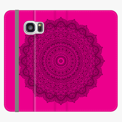 Folio Samsung Galaxy S6  Phone Folio - Mandala With Pink Background