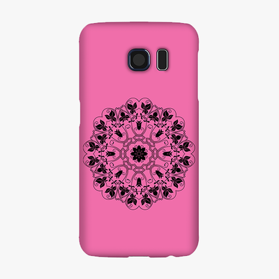 Tough Samsung Galaxy S6  Phone Case - Mandala With Pink Background