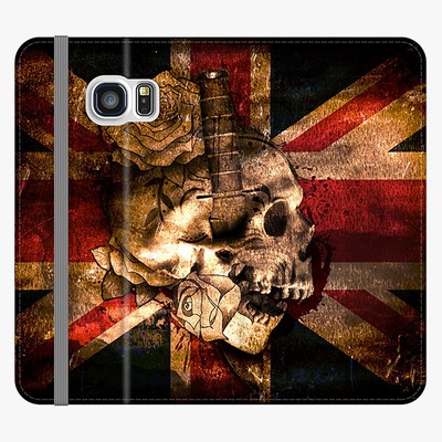 Folio Samsung Galaxy S6  Phone Folio - Skull With Union Jack British Flag