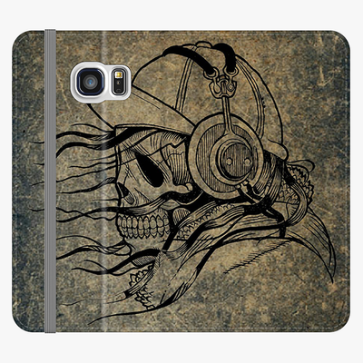 Folio Samsung Galaxy S6  Phone Folio - Skull With Headphone
