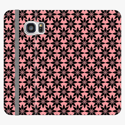 Folio Samsung Galaxy S6 Edge  Folio Wallet - Artistic Floral Pattern With Pink Background