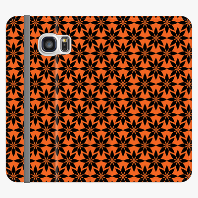Folio Samsung Galaxy S6 Edge  Folio Wallet - Artistic Floral Pattern With Orange Background