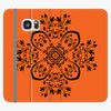 Folio Samsung Galaxy S6 Edge  Phone Folio - Flower Design With Orange Background