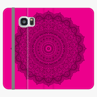 Folio Samsung Galaxy S6 Edge  Phone Folio - Mandala With Pink Background