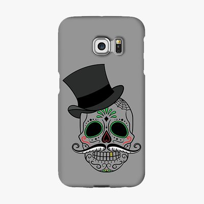Tough Samsung Galaxy S6 Edge  Phone Case - Skull Art With Gray Background