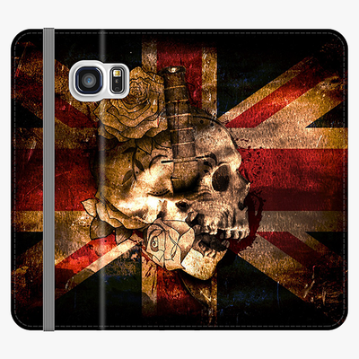 Folio Samsung Galaxy S6 Edge  Phone Folio - Skull With Union Jack British Flag