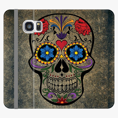 Folio Samsung Galaxy S6 Edge  Phone Folio - Skull  With Artwork