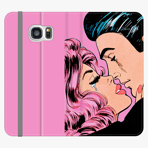 Folio Samsung Galaxy S6 Edge  Folio Wallet - Lovely Couple With Pink Background