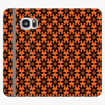 Folio Samsung Galaxy S7  Folio Wallet - Artistic Floral Pattern With Orange Background