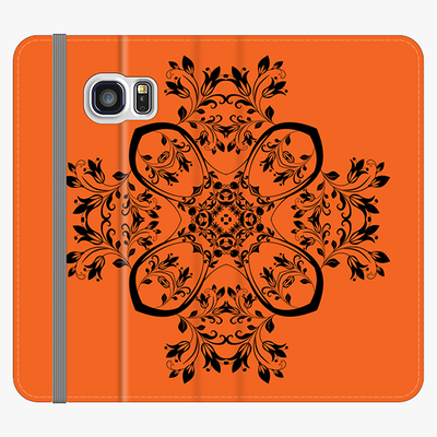 Folio Samsung Galaxy S7  Phone Folio - Flower Design With Orange Background