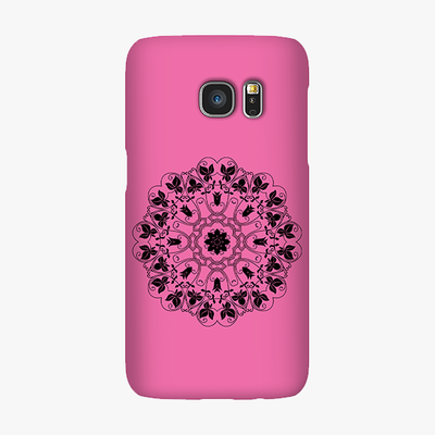 Tough Samsung Galaxy S7  Phone Case - Mandala With Pink Background