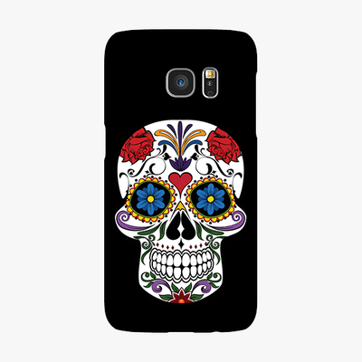 Tough Samsung Galaxy S7  Phone Case - Skull Artwork With Black Background