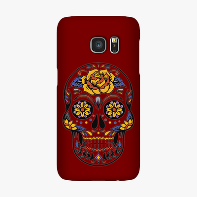Tough Samsung Galaxy S7  Phone Case - Skull Art With Brown Background