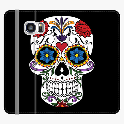 Folio Samsung Galaxy S7  Phone Folio - Skull Artwork With Black Background