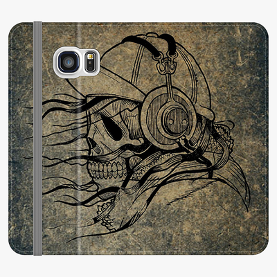 Folio Samsung Galaxy S7  Phone Folio - Skull With Headphone