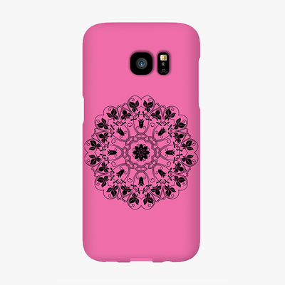 Tough Samsung Galaxy S7 Edge  Phone Case - Mandala With Pink Background