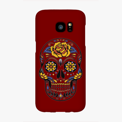 Tough Samsung Galaxy S7 Edge  Phone Case - Skull Art With Brown Background