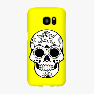 Snap Samsung Galaxy S7 Edge  Phone Case - Skull With Yellow Background