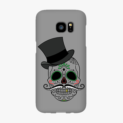 Tough Samsung Galaxy S7 Edge  Phone Case - Skull Art With Gray Background